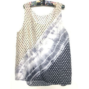 Garnet Hill Pure Silk Mixed Print Sleeveless Top